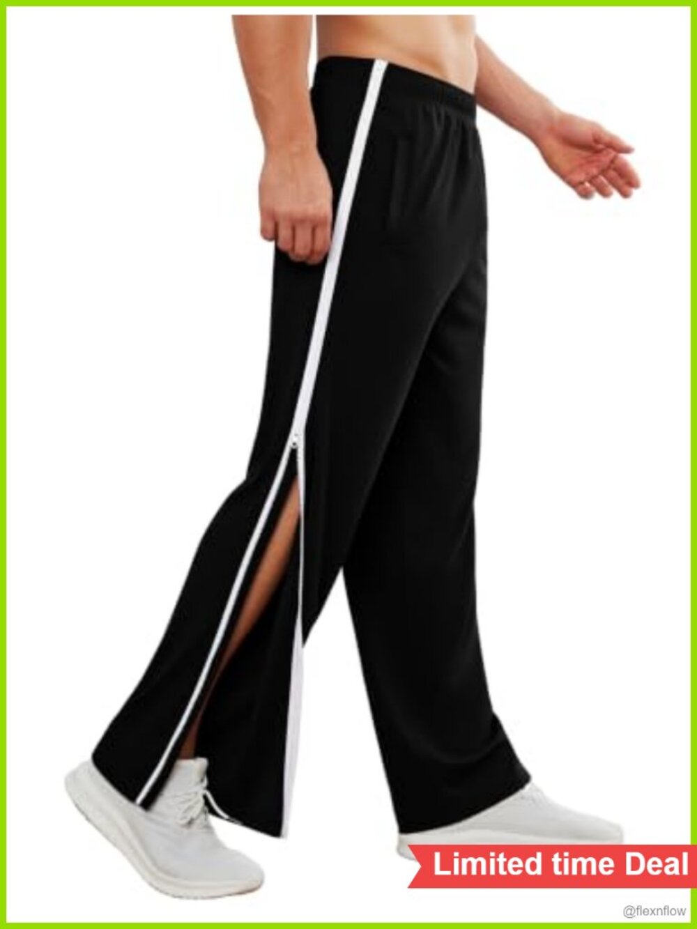 Men's Tear Away Post Surgery Sweatpants Side Zippers Polyester Spandex